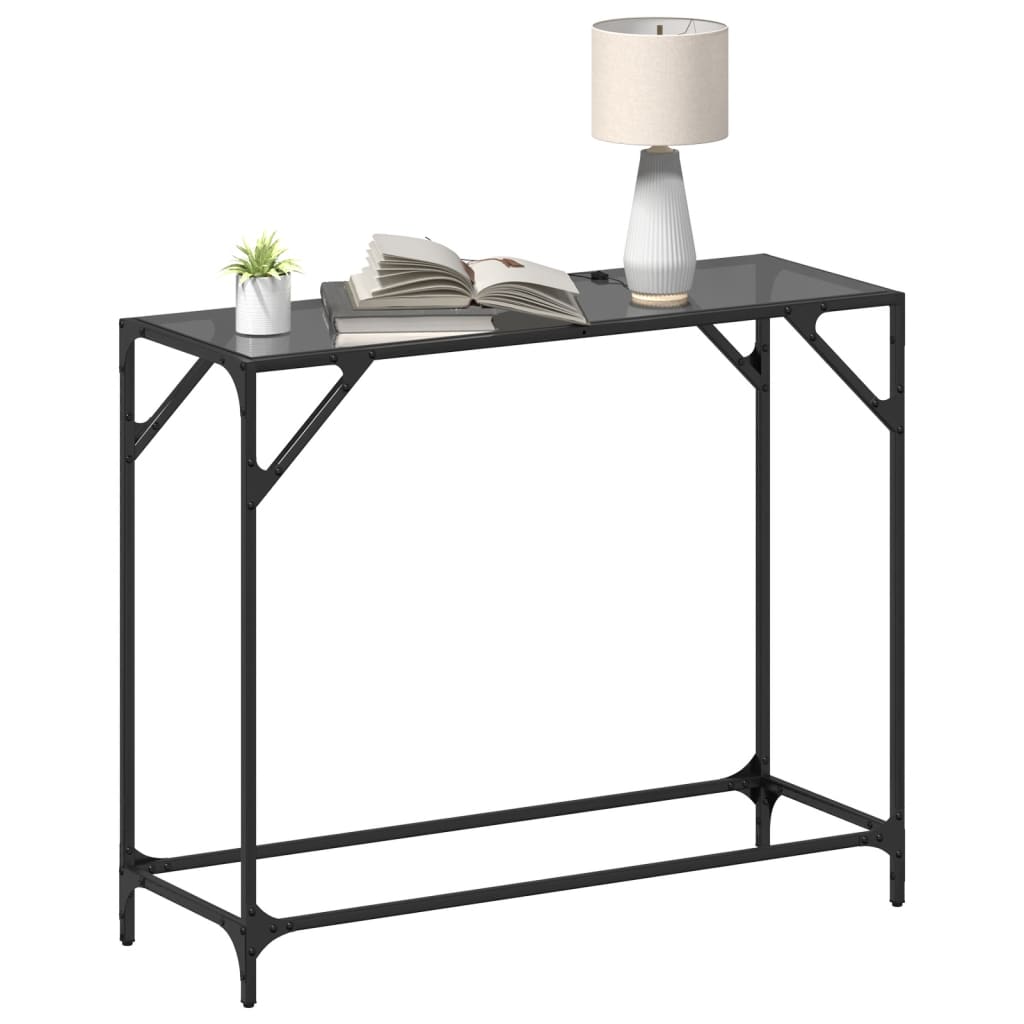 Coffee table, black glass top, 98x35x81 cm, steel