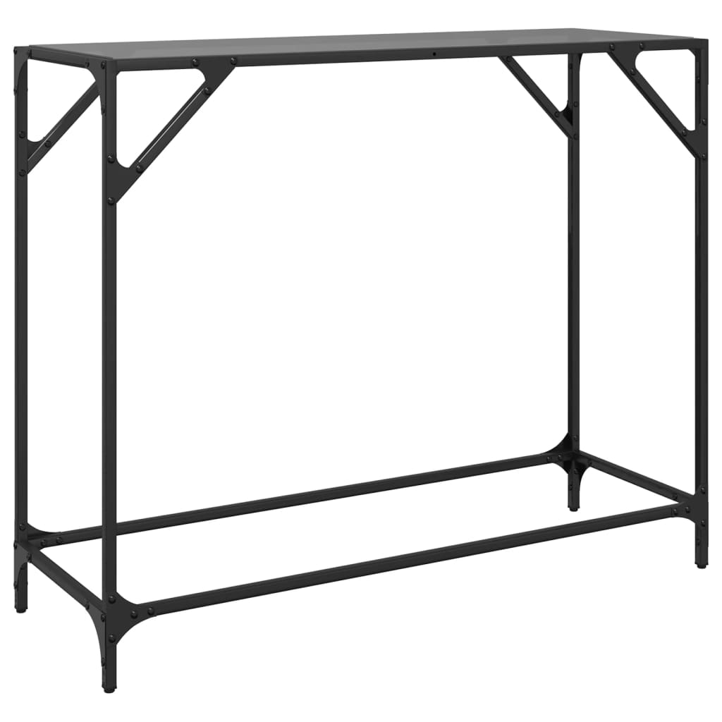 Coffee table, black glass top, 98x35x81 cm, steel