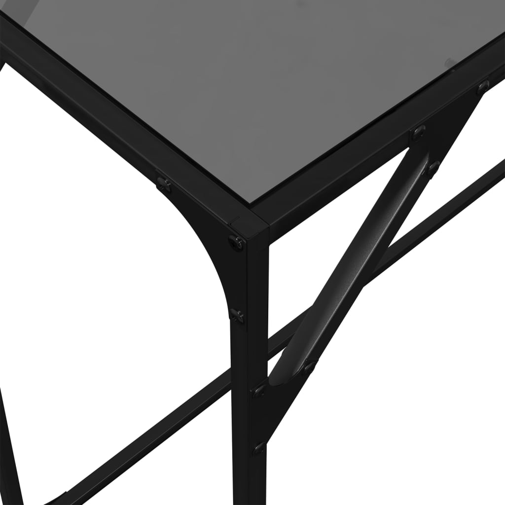 Coffee table, black glass top, 98x35x81 cm, steel