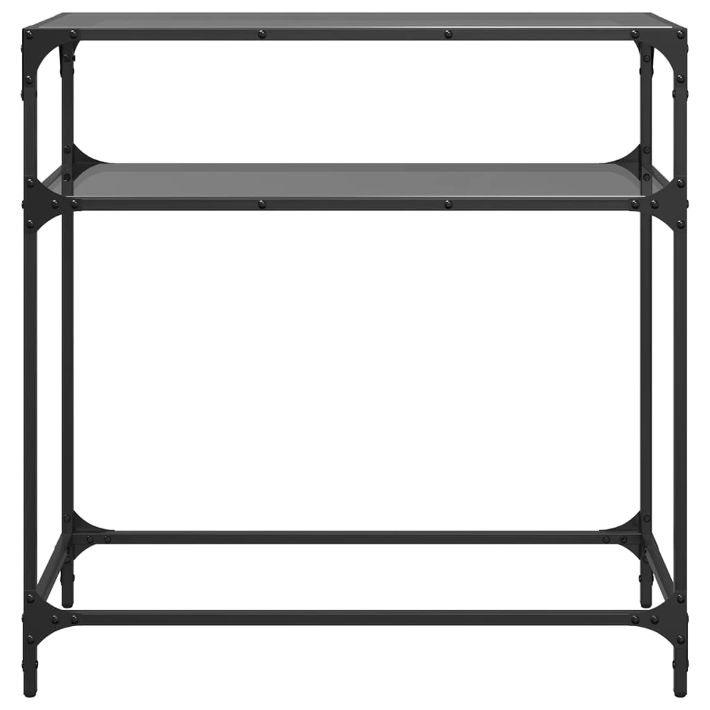 Coffee table, black glass top, 80x35x81 cm, steel