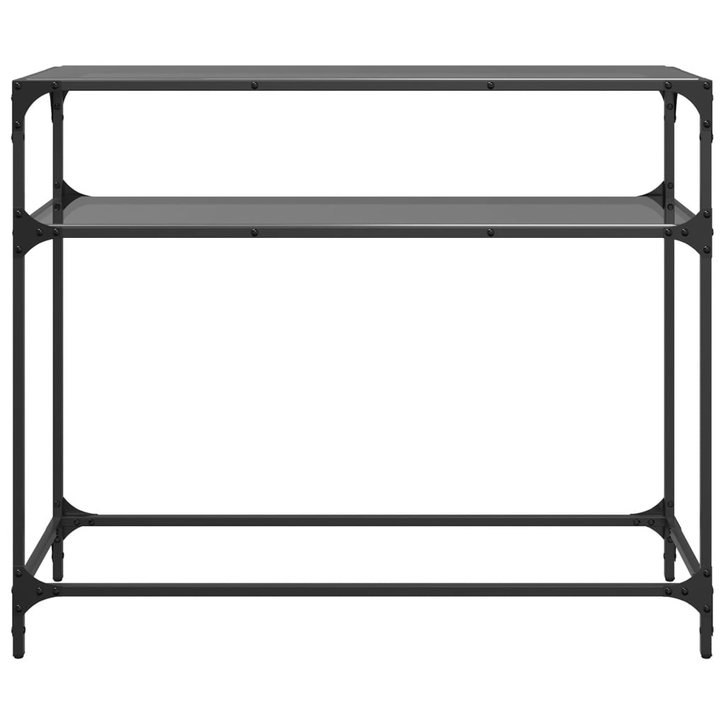 Coffee table, black glass top, 98x35x81 cm, steel