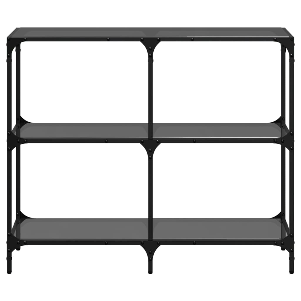 Coffee table, black glass top, 98x30x81 cm, steel