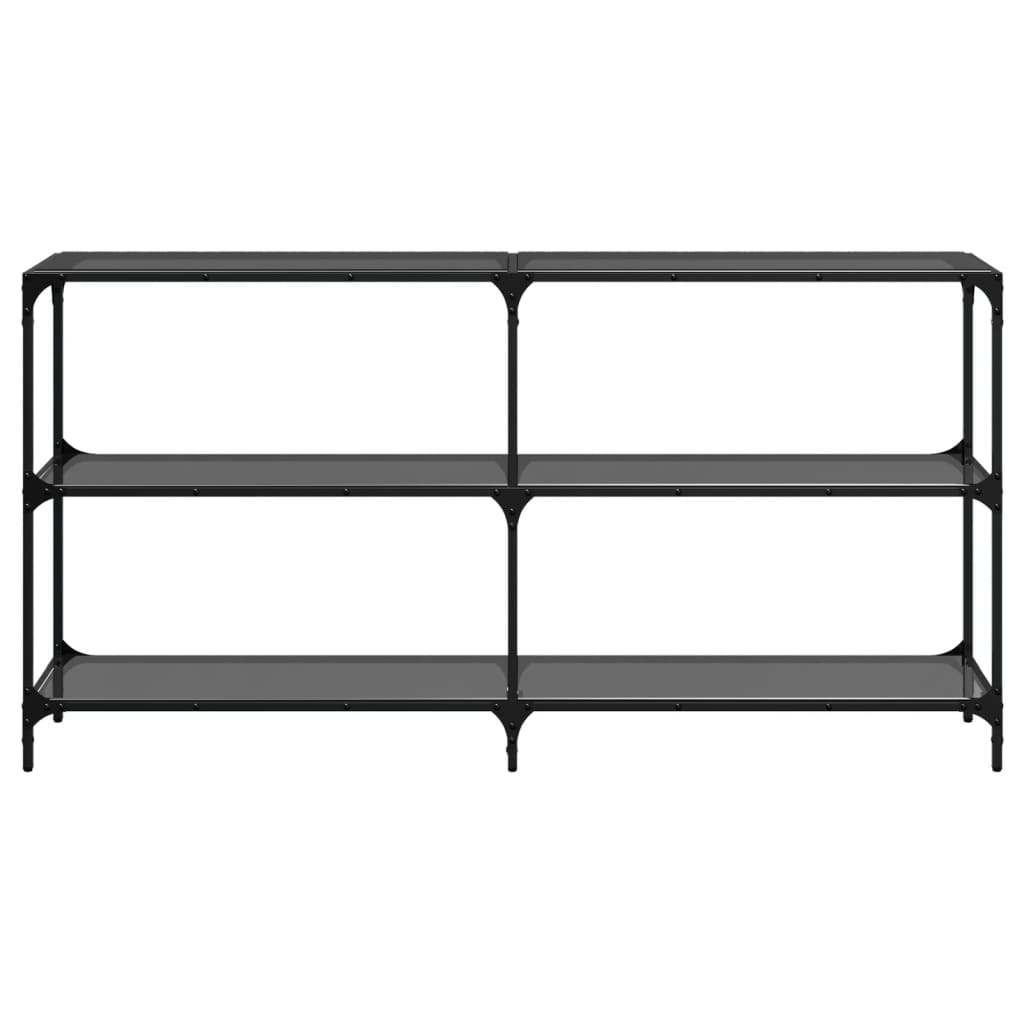 Coffee table, black glass top, 158.5x30x81 cm, steel