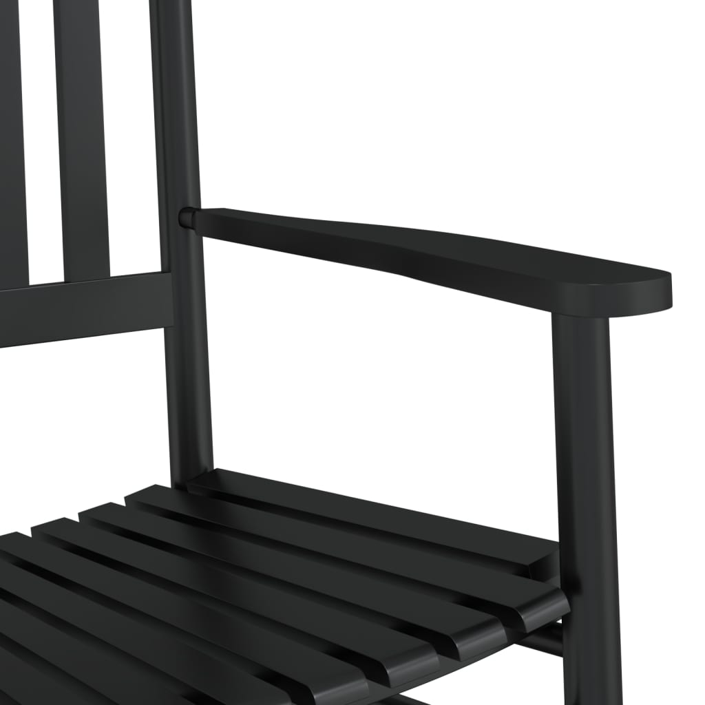 Rocking chair with folding table, black, solid poplar wood