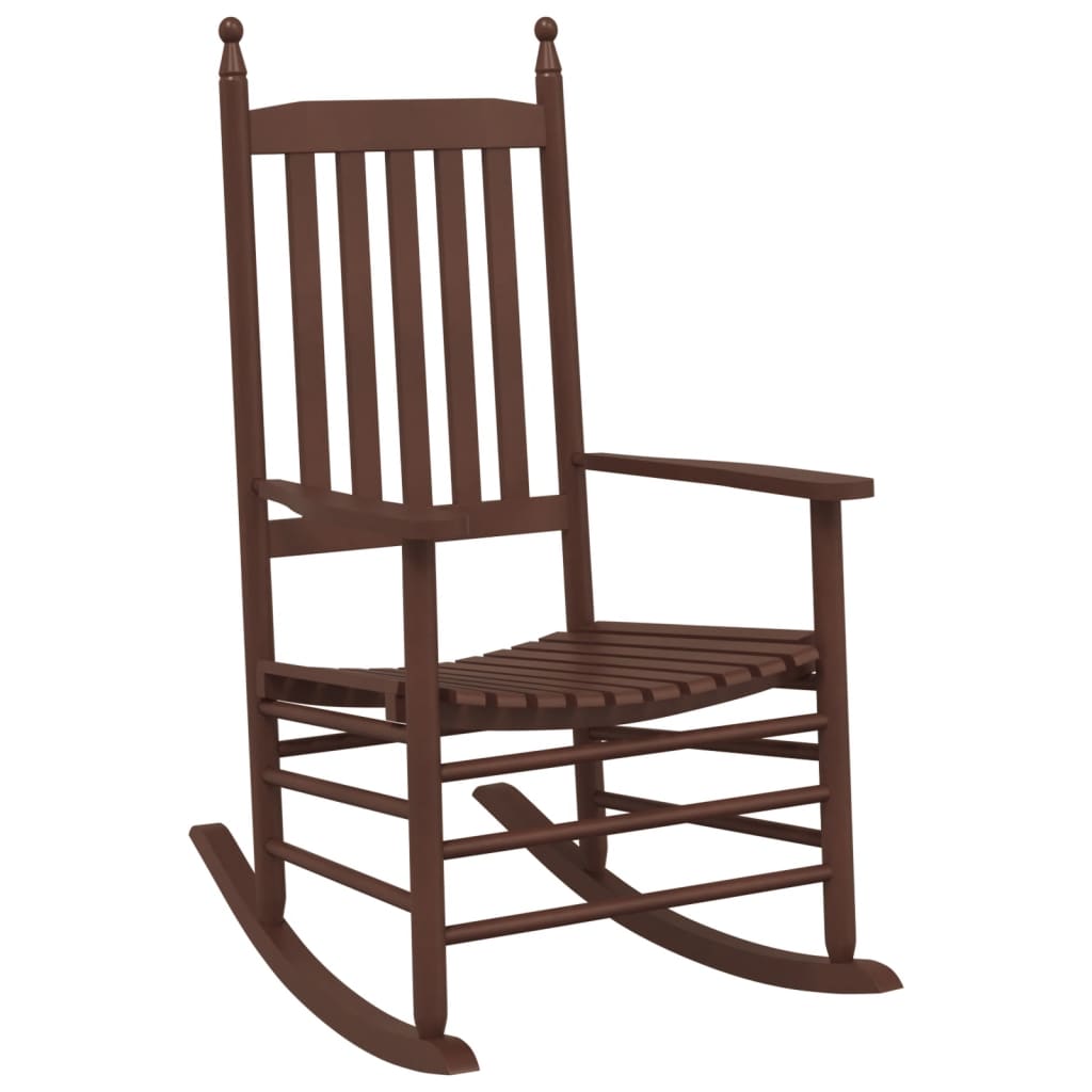 Rocking chair with folding table, brown, solid poplar wood