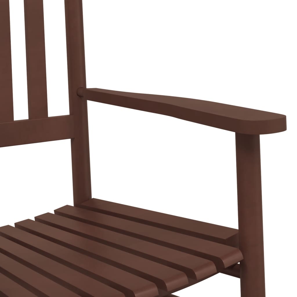 Rocking chair with folding table, brown, solid poplar wood