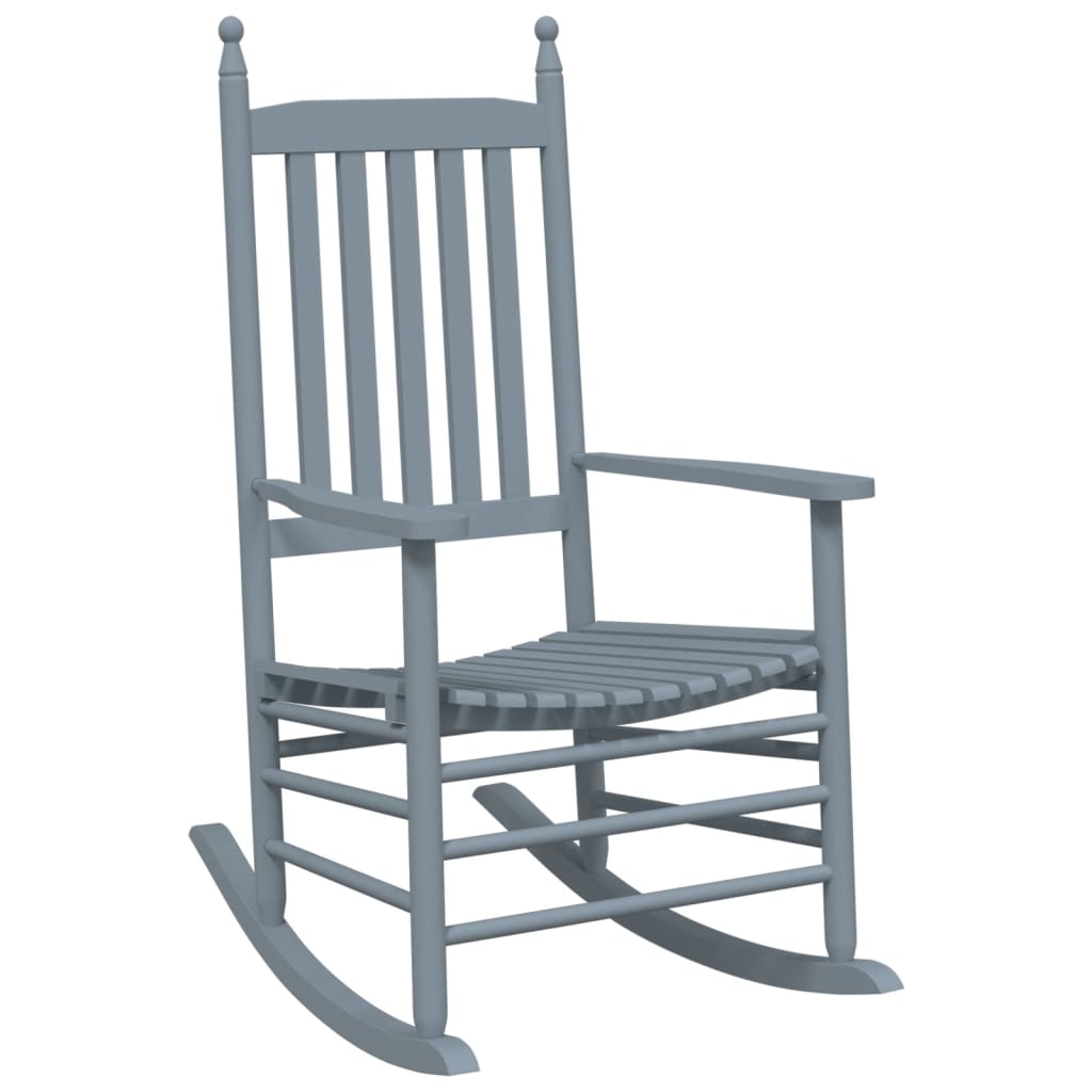 Rocking chair with folding table, gray, solid poplar wood