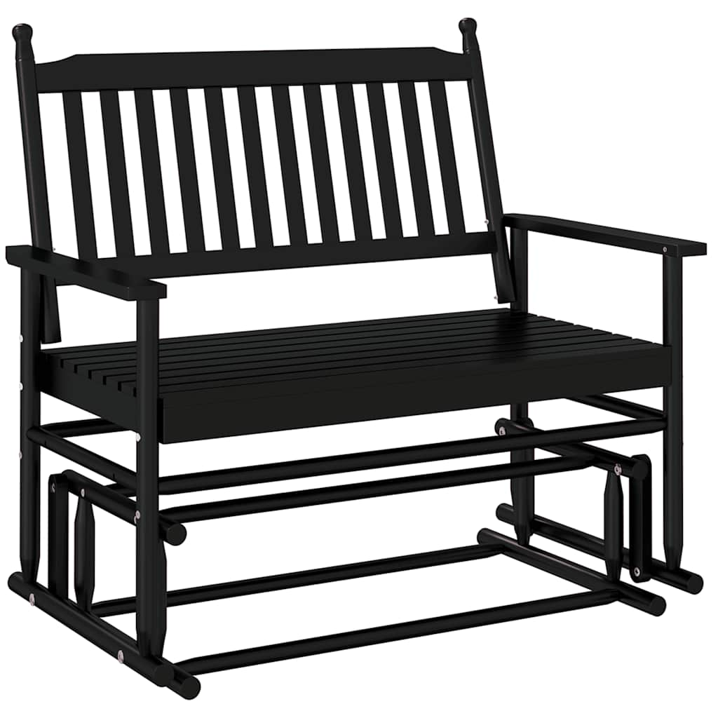 Sliding bench, black, 118x70x104.5 cm, solid poplar wood