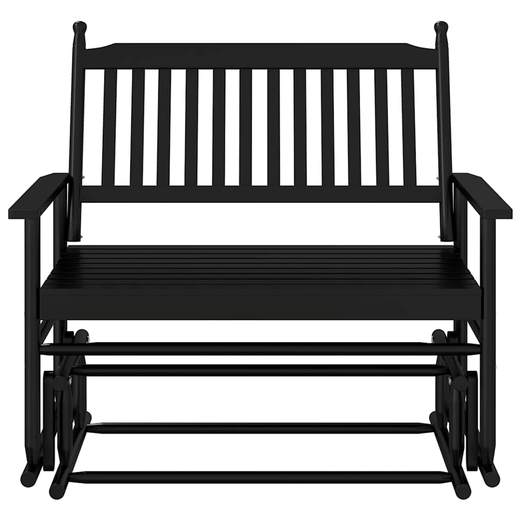 Sliding bench, black, 118x70x104.5 cm, solid poplar wood