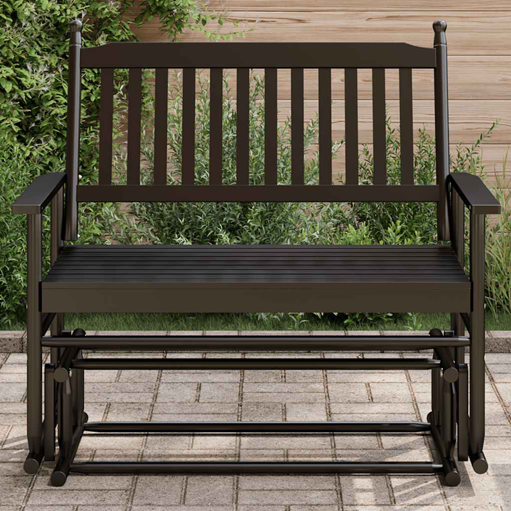 Sliding bench, black, 118x70x104.5 cm, solid poplar wood