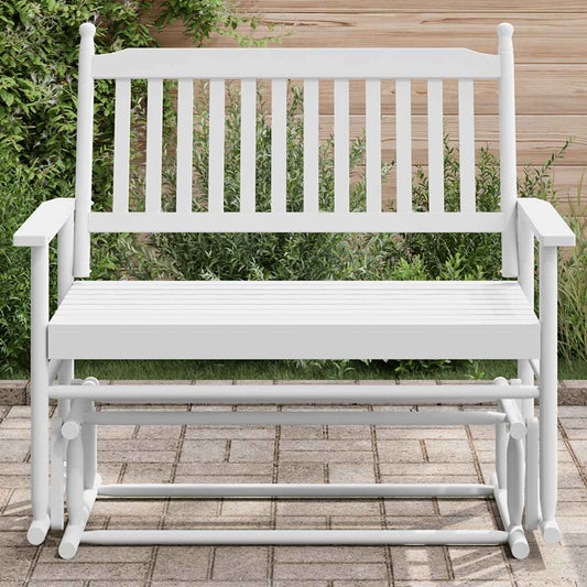 Sliding bench, white, 118x70x104.5 cm, solid poplar wood