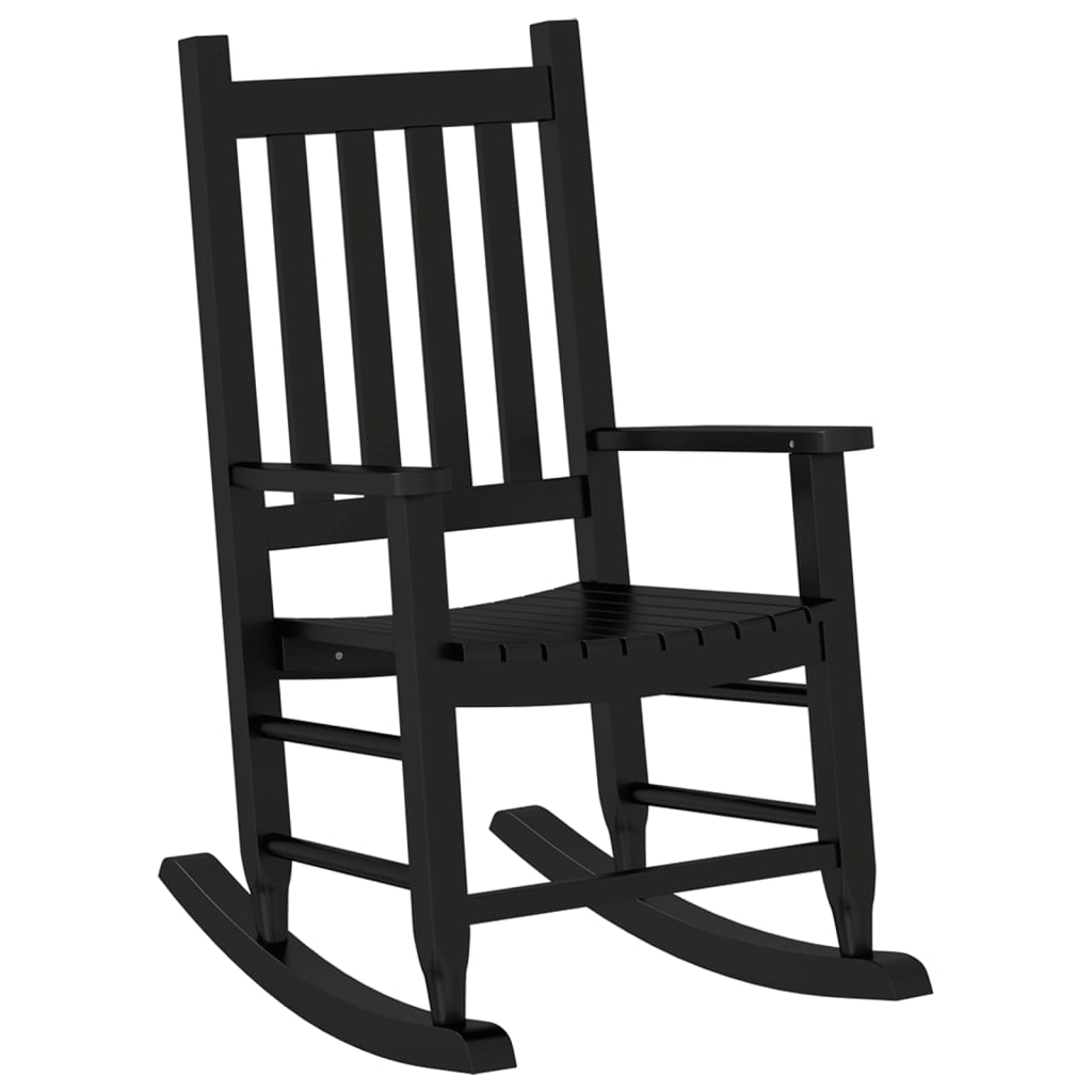 Children's rocking chair, black, solid poplar wood