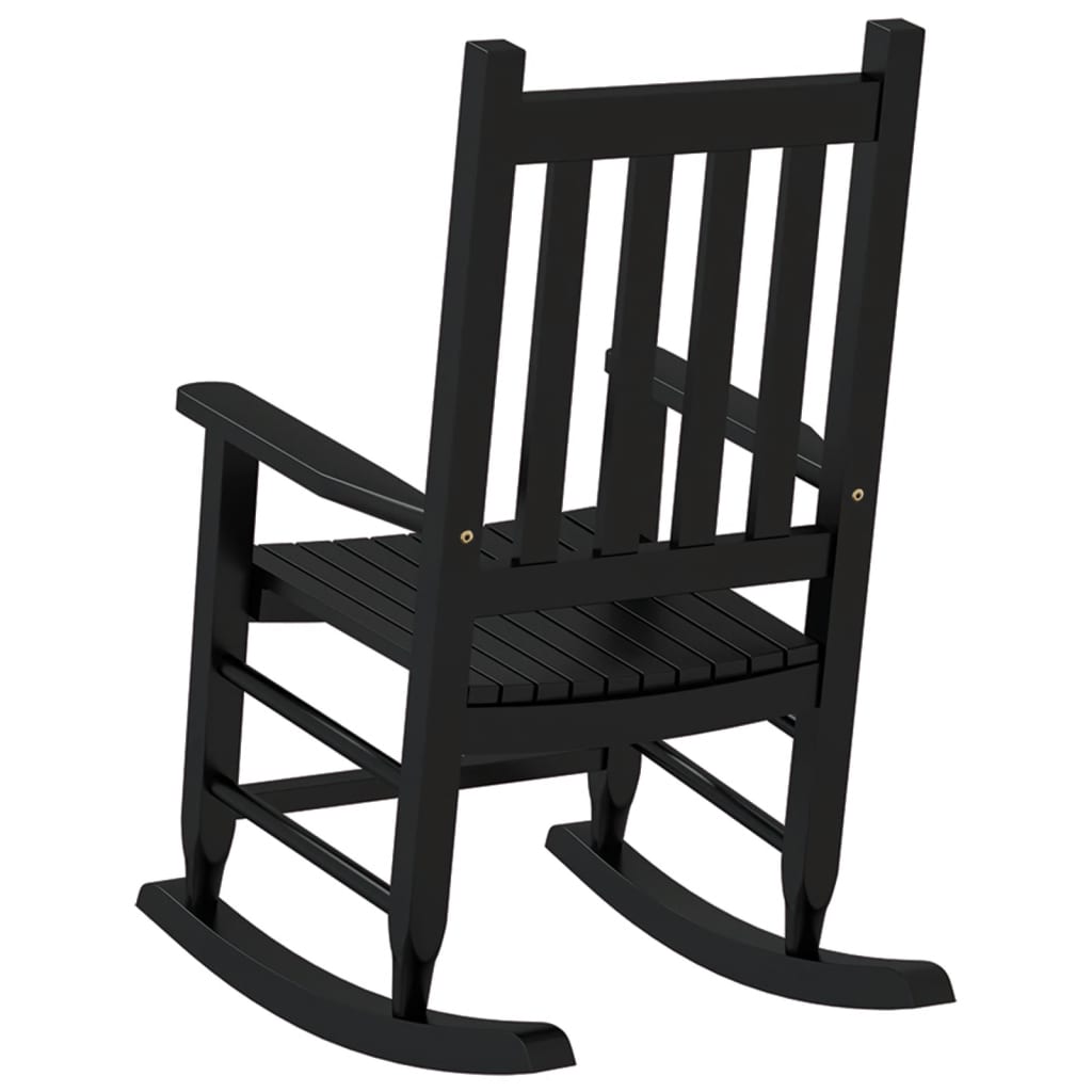 Children's rocking chair, black, solid poplar wood