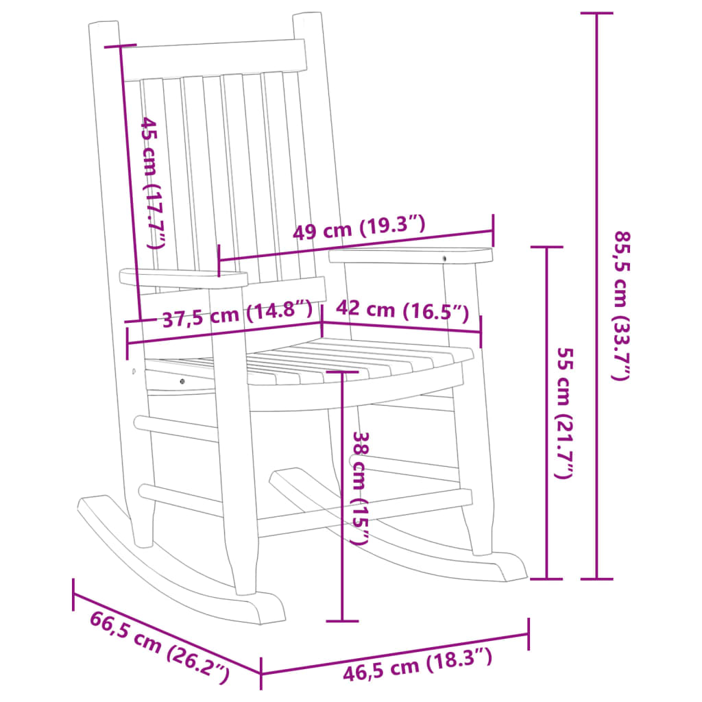 Children's rocking chair, black, solid poplar wood