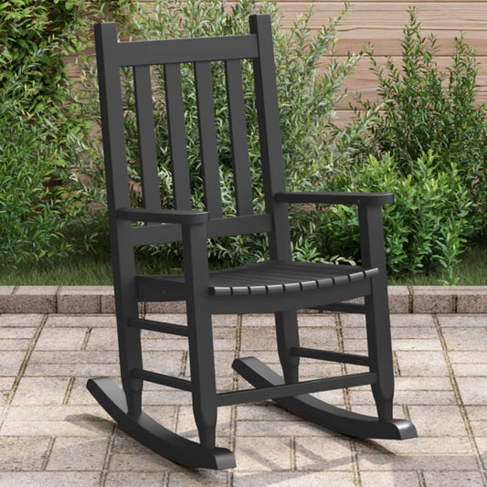 Children's rocking chair, black, solid poplar wood