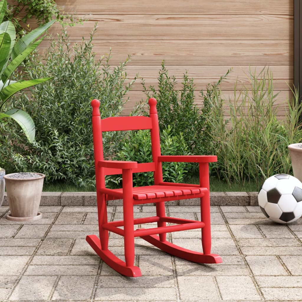 Children's rocking chair, red, solid poplar wood