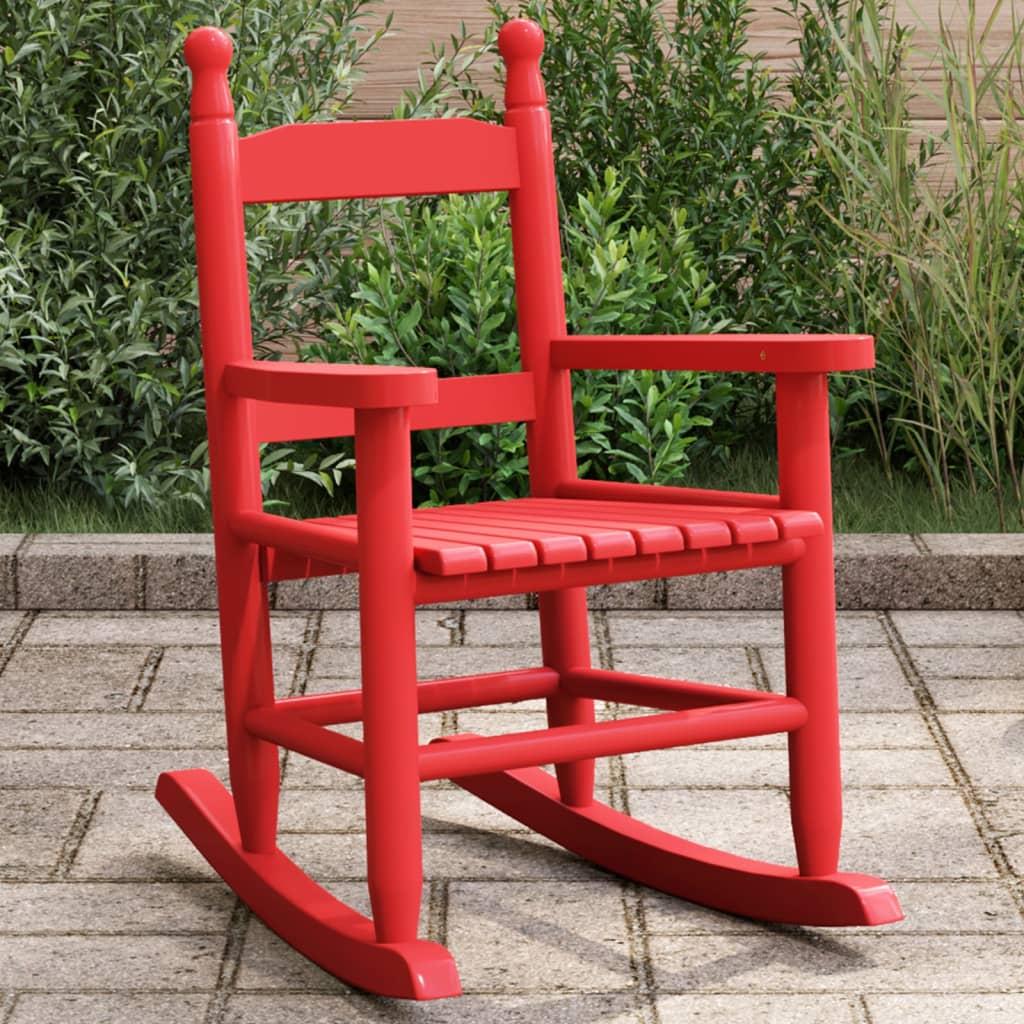 Children's rocking chair, red, solid poplar wood