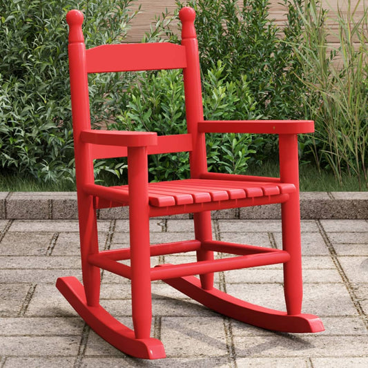 Children's rocking chair, red, solid poplar wood