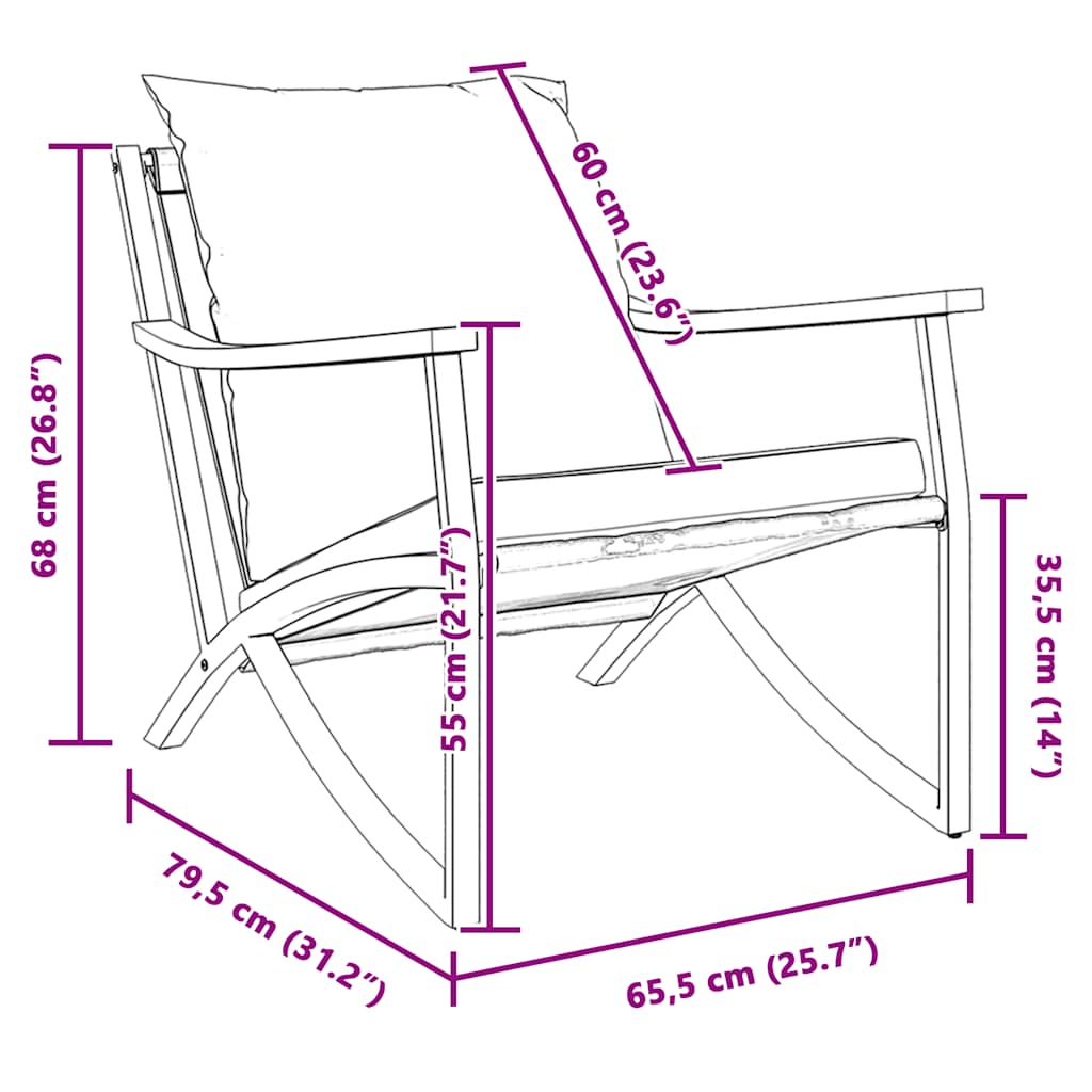 Garden chairs with cushions, 2 pcs., black, steel