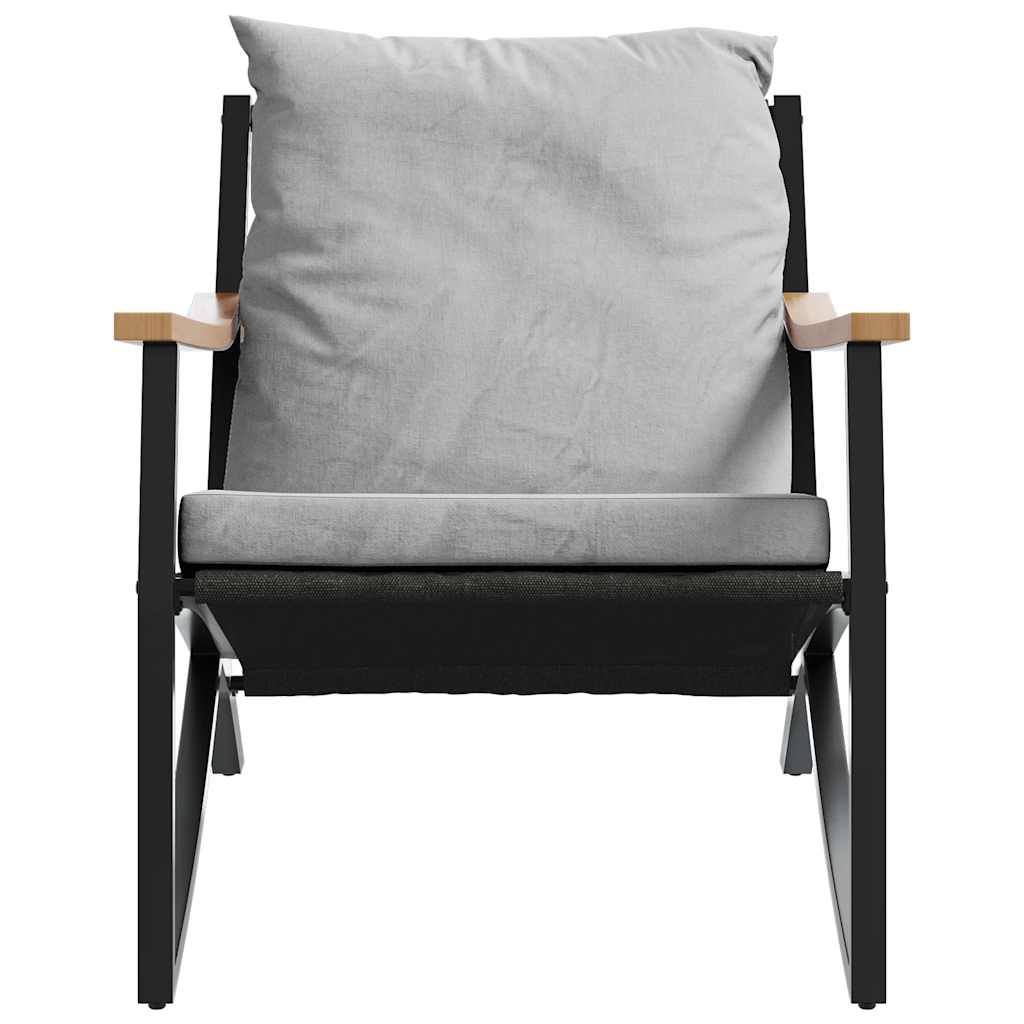 Garden chairs with cushions, 2 pcs., black, steel