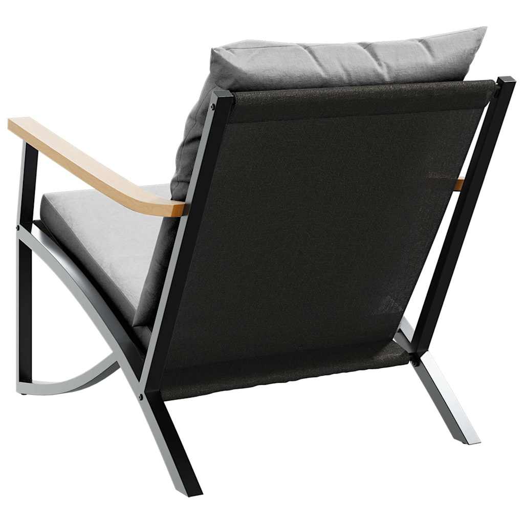 Garden chairs with cushions, 2 pcs., black, steel