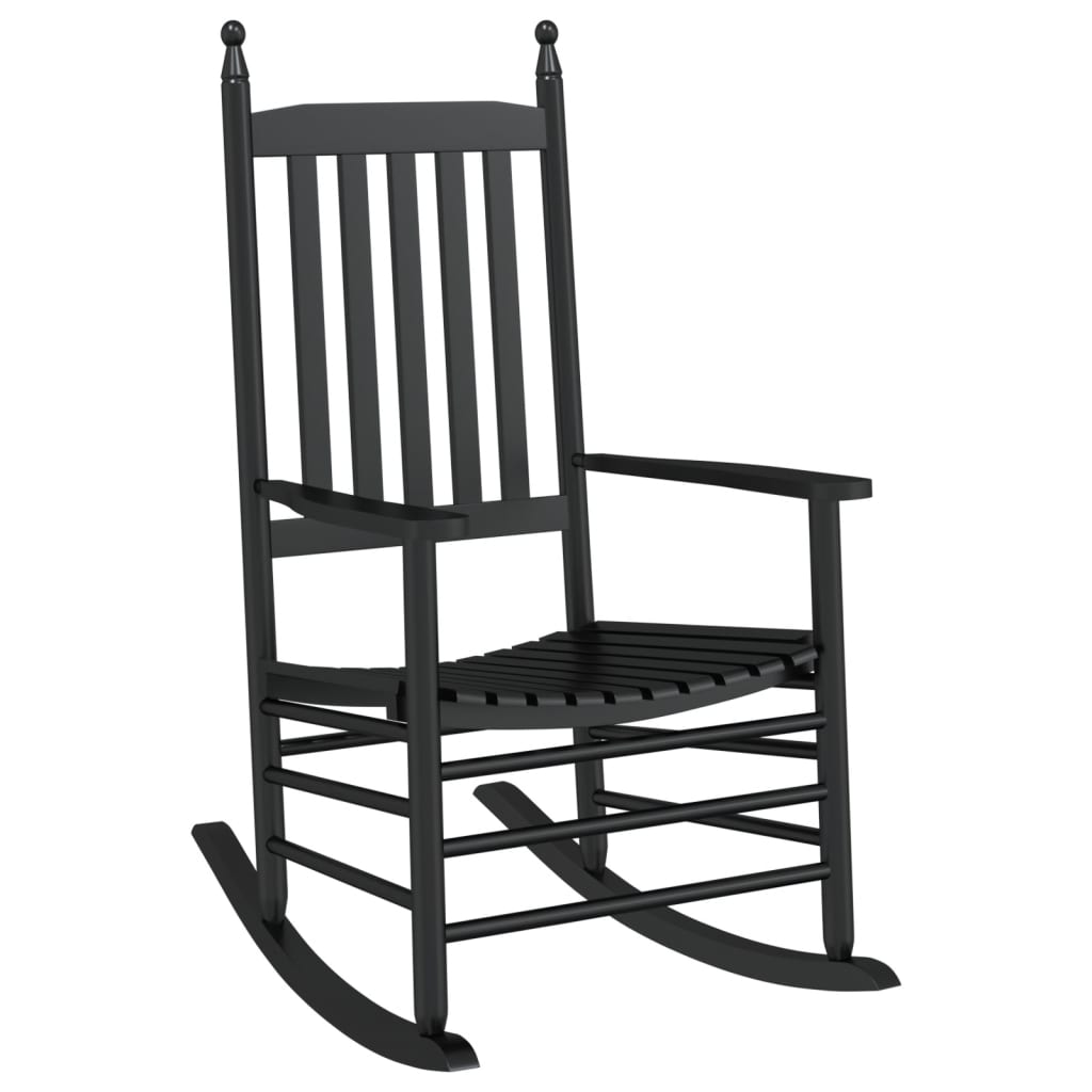 Rocking chairs, curved seat, 2 pcs., black, solid poplar wood