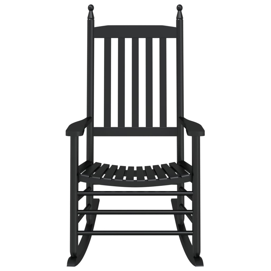 Rocking chairs, curved seat, 2 pcs., black, solid poplar wood