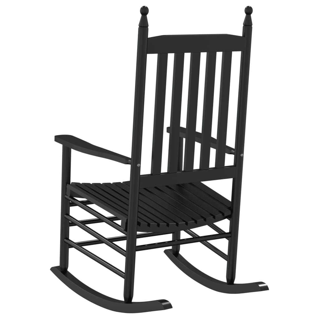 Rocking chairs, curved seat, 2 pcs., black, solid poplar wood