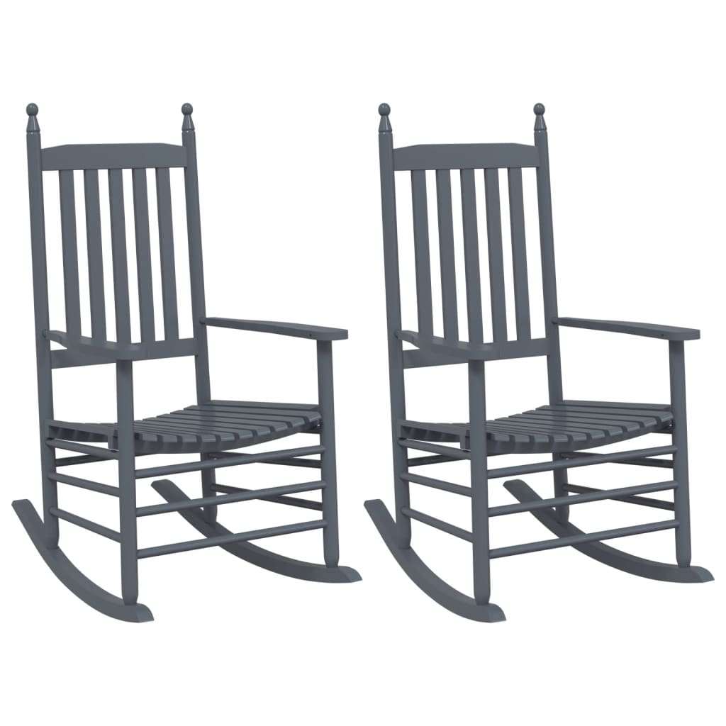 Rocking chairs, curved seat, 2 pcs., gray, solid poplar wood