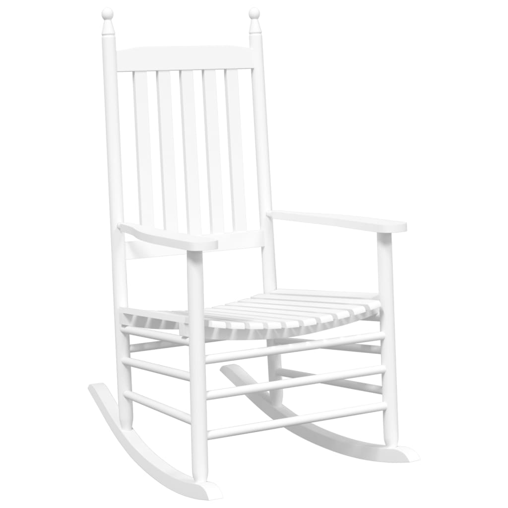 Rocking chairs 2 pcs with folding table, white, solid poplar wood