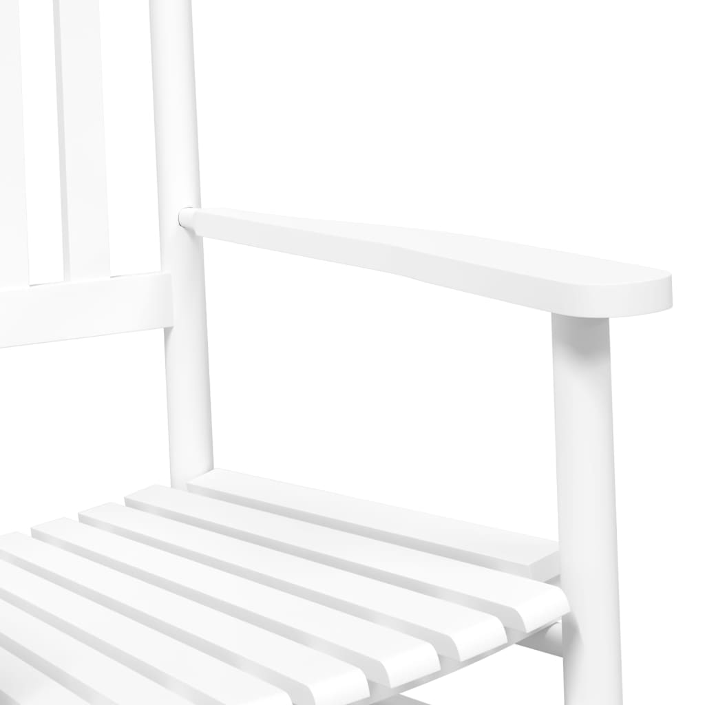 Rocking chairs 2 pcs with folding table, white, solid poplar wood