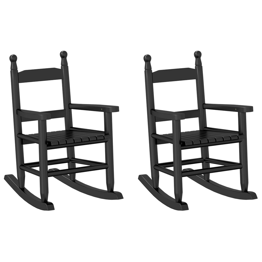 Children's rocking chairs, 2 pcs., black, solid poplar wood