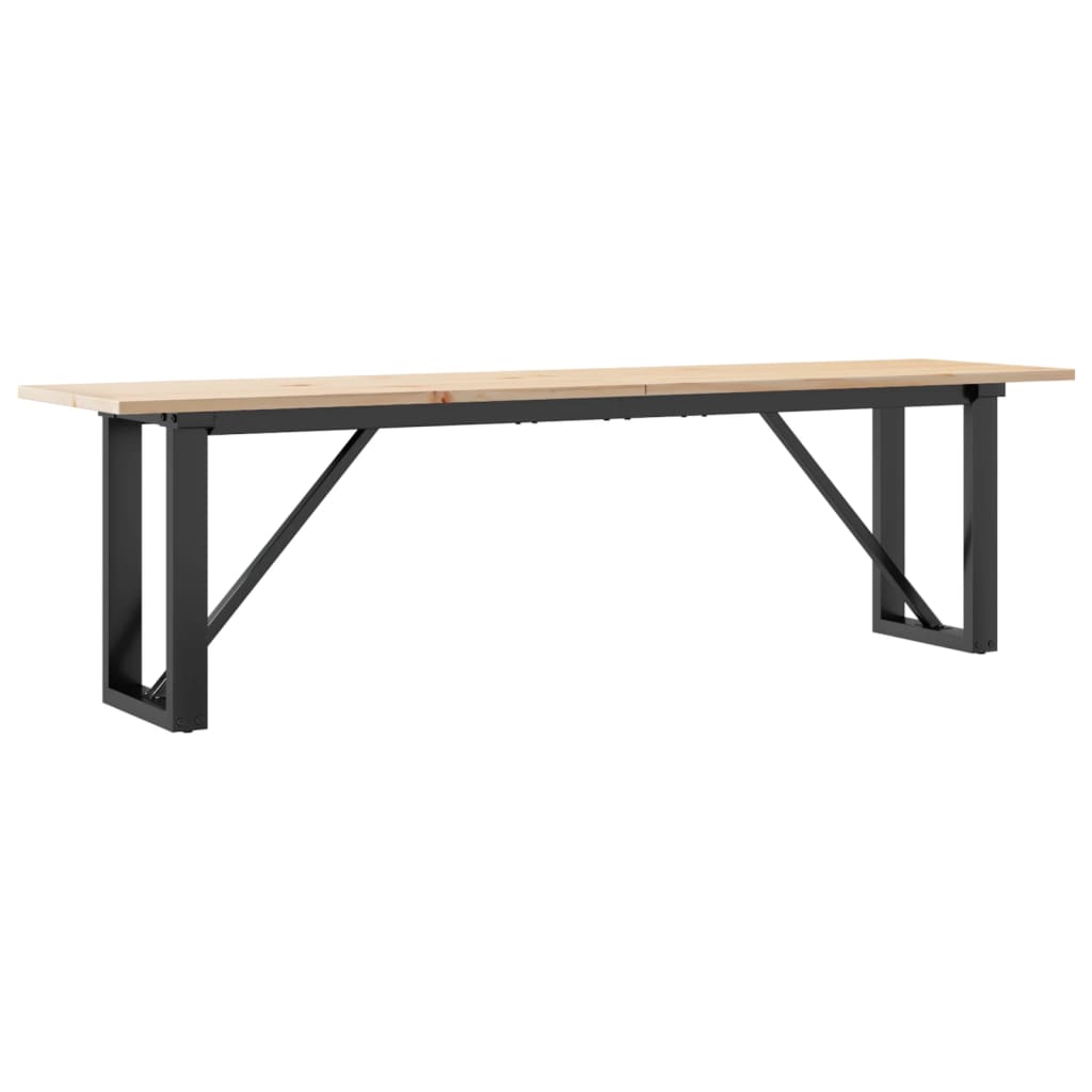 Coffee table, O-frame, 160x40x45 cm, solid pine wood and cast iron