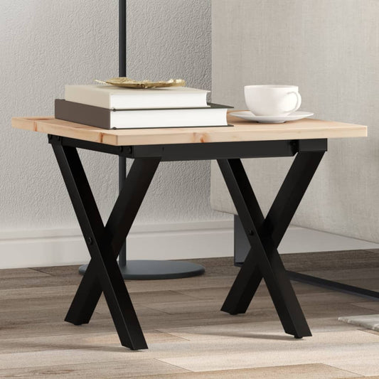 Coffee table, X frame, 40x40x35 cm, solid pine wood and cast iron