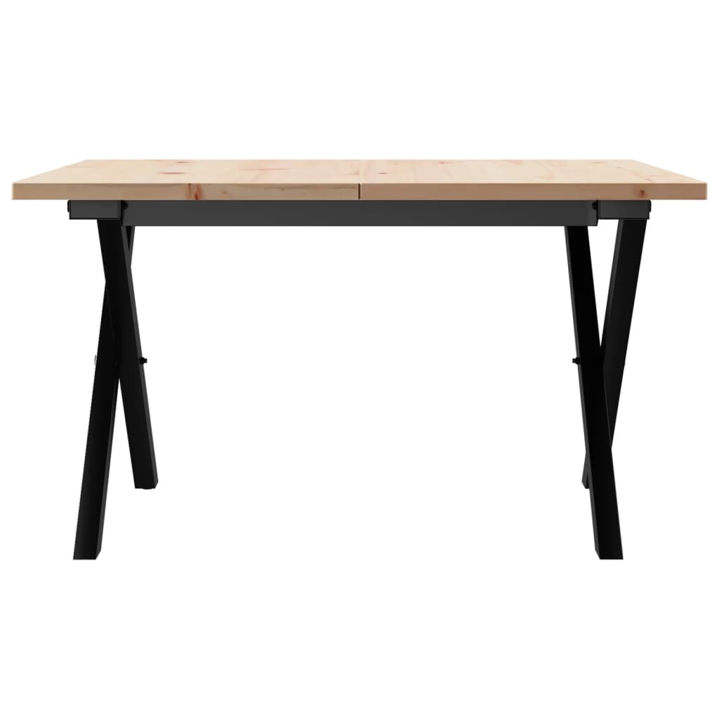 Coffee table, X frame, 70x70x40 cm, solid pine wood and cast iron