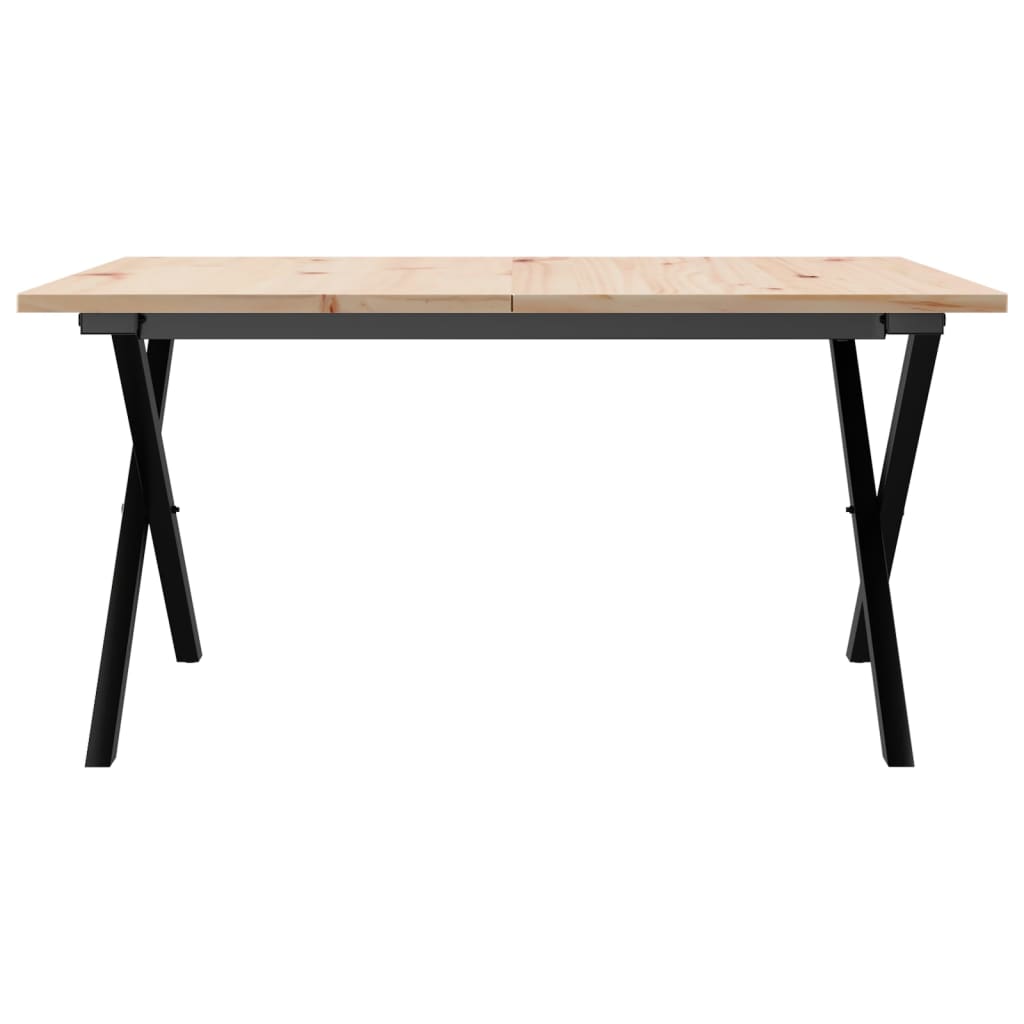 Coffee table, X frame, 80x80x45 cm, solid pine wood and cast iron