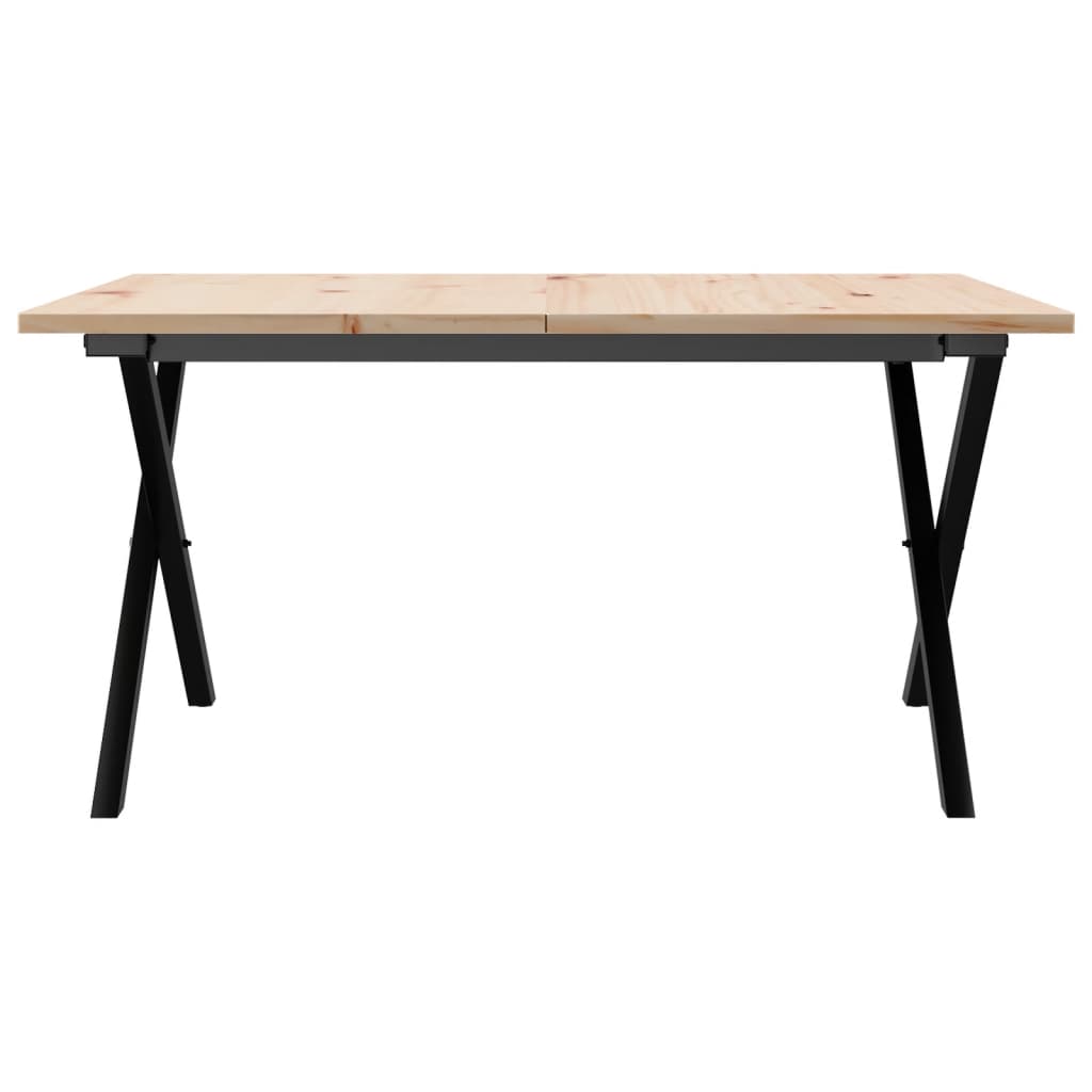 Coffee table, X frame, 90x90x45 cm, solid pine wood and cast iron