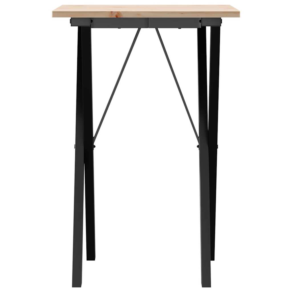 Kitchen table, X frame, 50x50x75 cm solid pine wood and cast iron