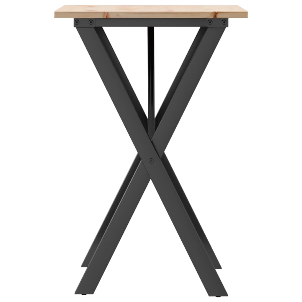 Kitchen table, X frame, 50x50x75 cm solid pine wood and cast iron