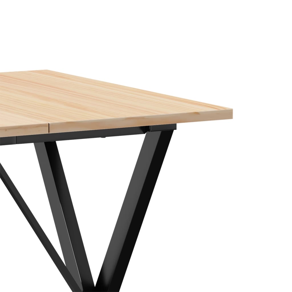 Kitchen table, X frame, 70x70x75 cm solid pine wood and cast iron