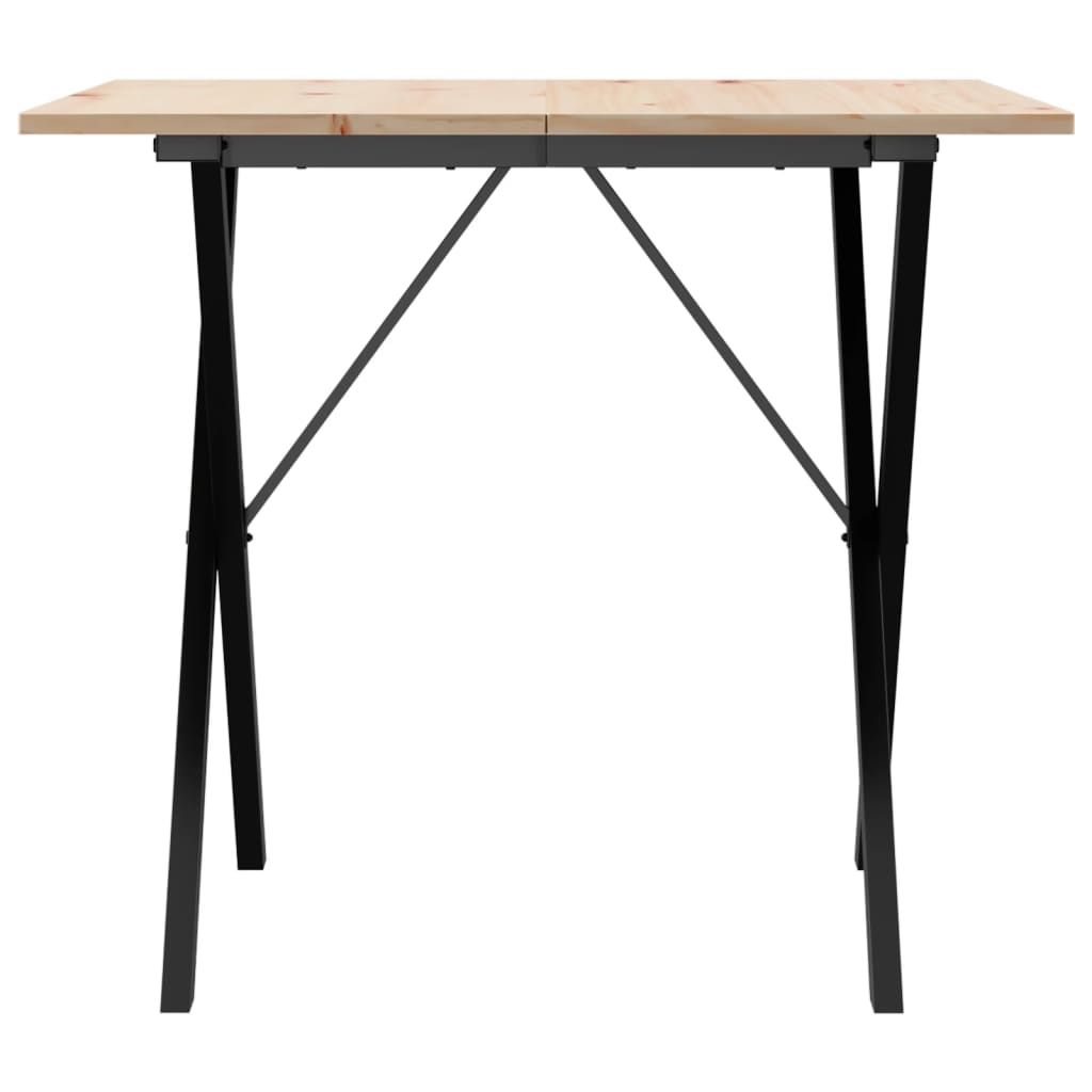 Kitchen table, X frame, 80x80x75 cm solid pine wood and cast iron