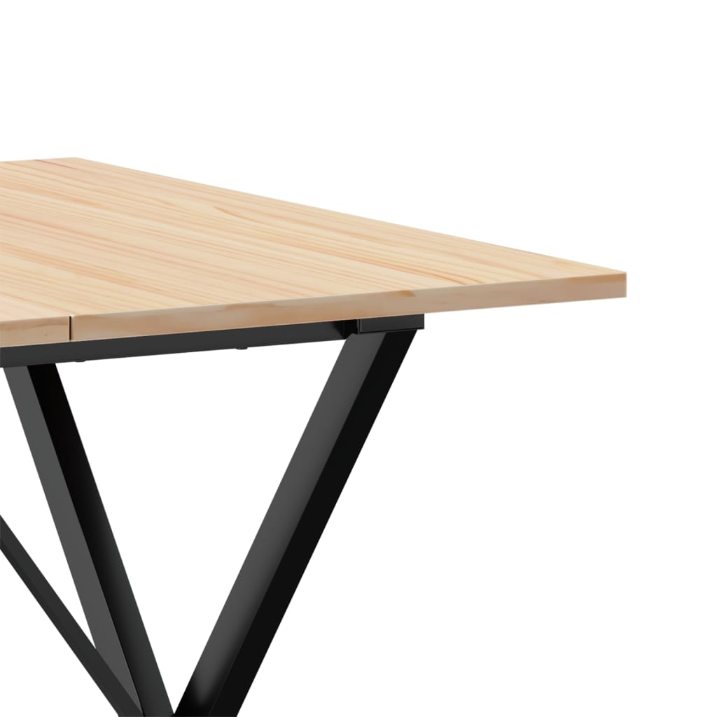 Kitchen table, X frame, 80x80x75 cm solid pine wood and cast iron