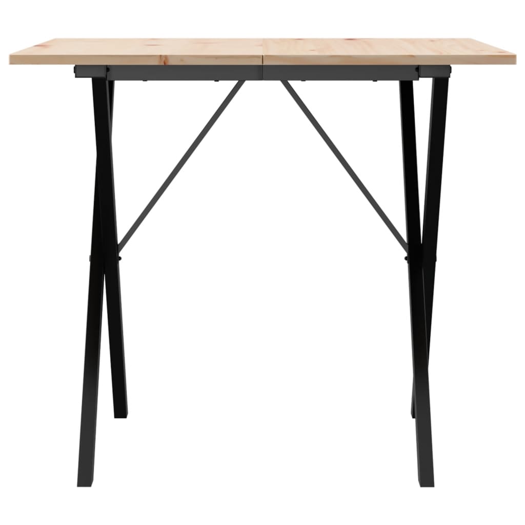 Kitchen table, X frame, 90x90x75 cm solid pine wood and cast iron