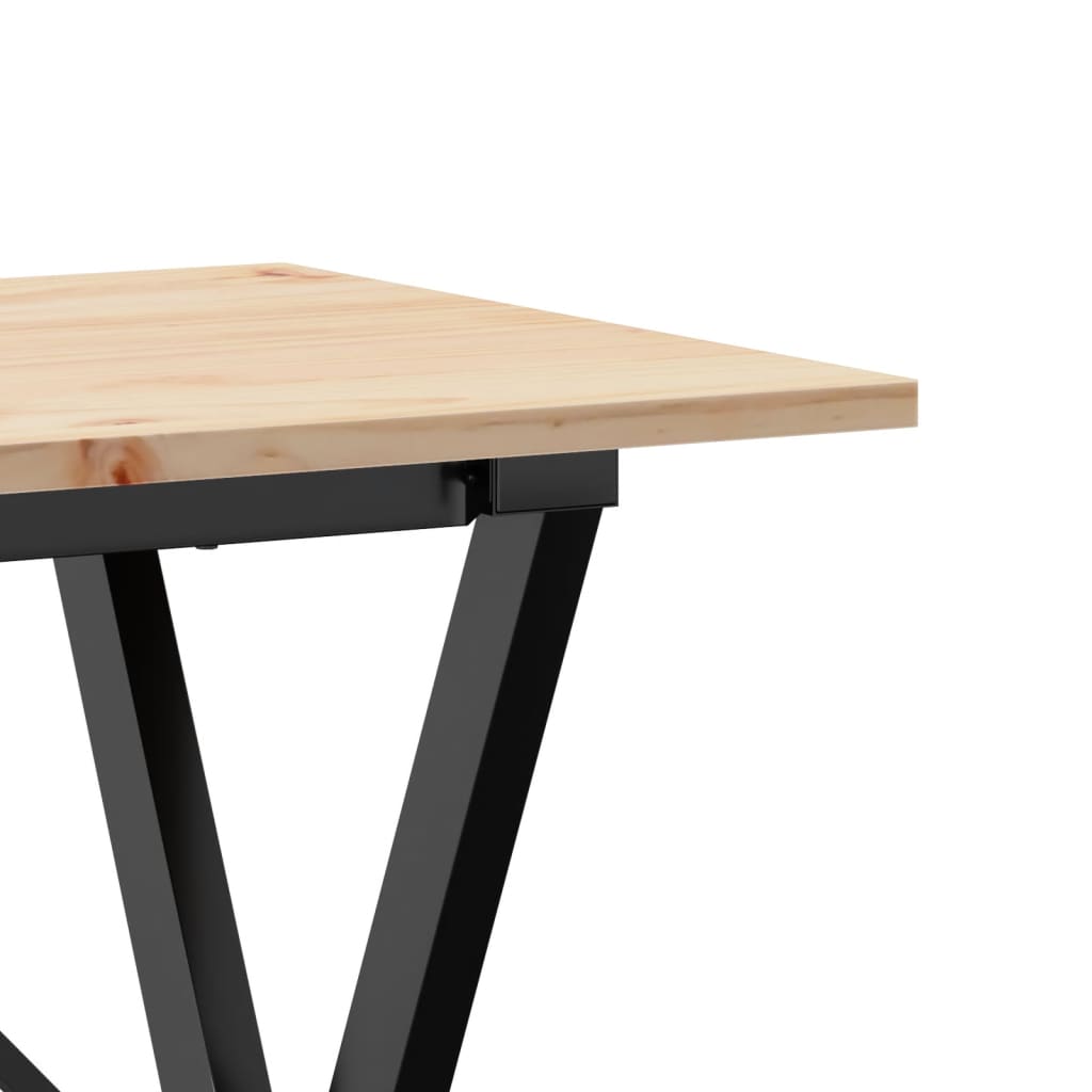 Kitchen table, X frame, 100x50x75cm solid pine wood and cast iron