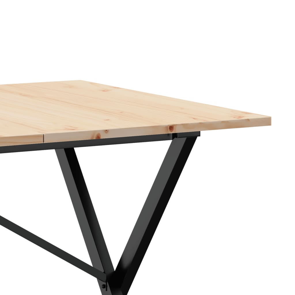 Kitchen table, X frame, 140x80x75cm solid pine wood and cast iron