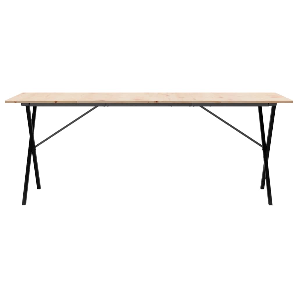 Kitchen table, X frame, 200x100x75 cm solid pine wood and cast iron