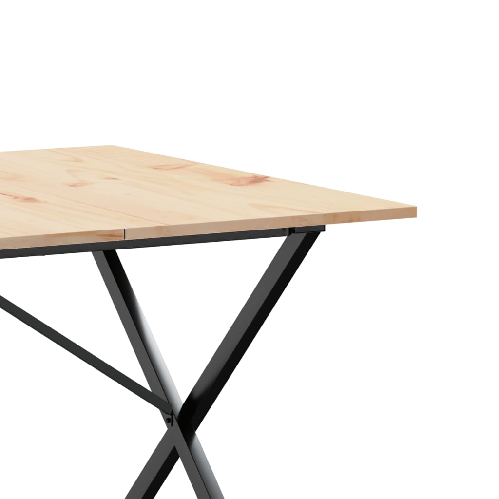 Kitchen table, X frame, 200x100x75 cm solid pine wood and cast iron