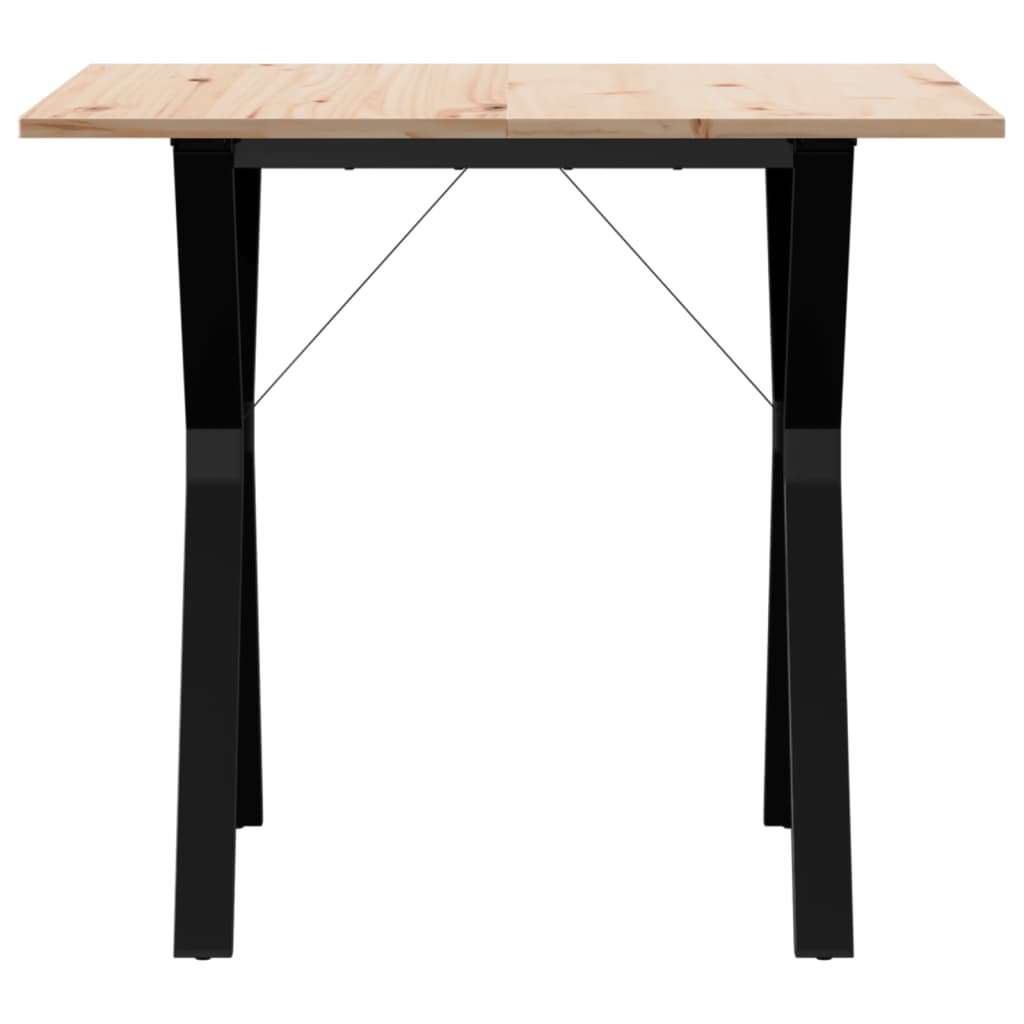 Kitchen table, Y frame, 80x80x75 cm solid pine wood and cast iron