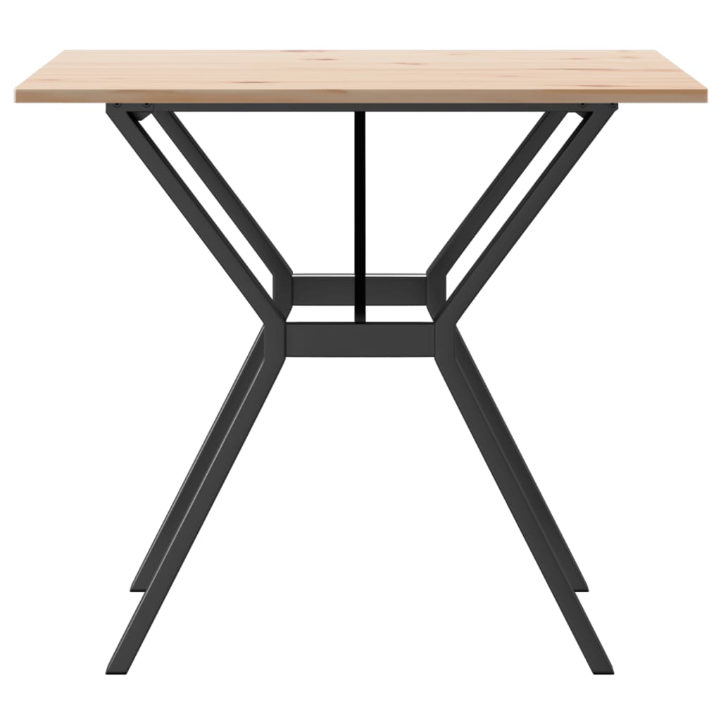 Kitchen table, Y frame, 90x90x75 cm solid pine wood and cast iron