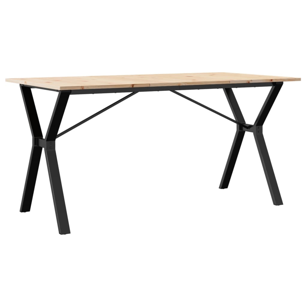 Kitchen table, Y frame, 140x80x75cm solid pine wood and cast iron